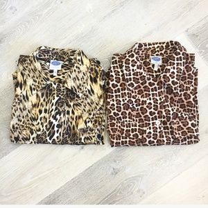 BUNDLE OF 2 Diane Gilman  Button Down Animal Print